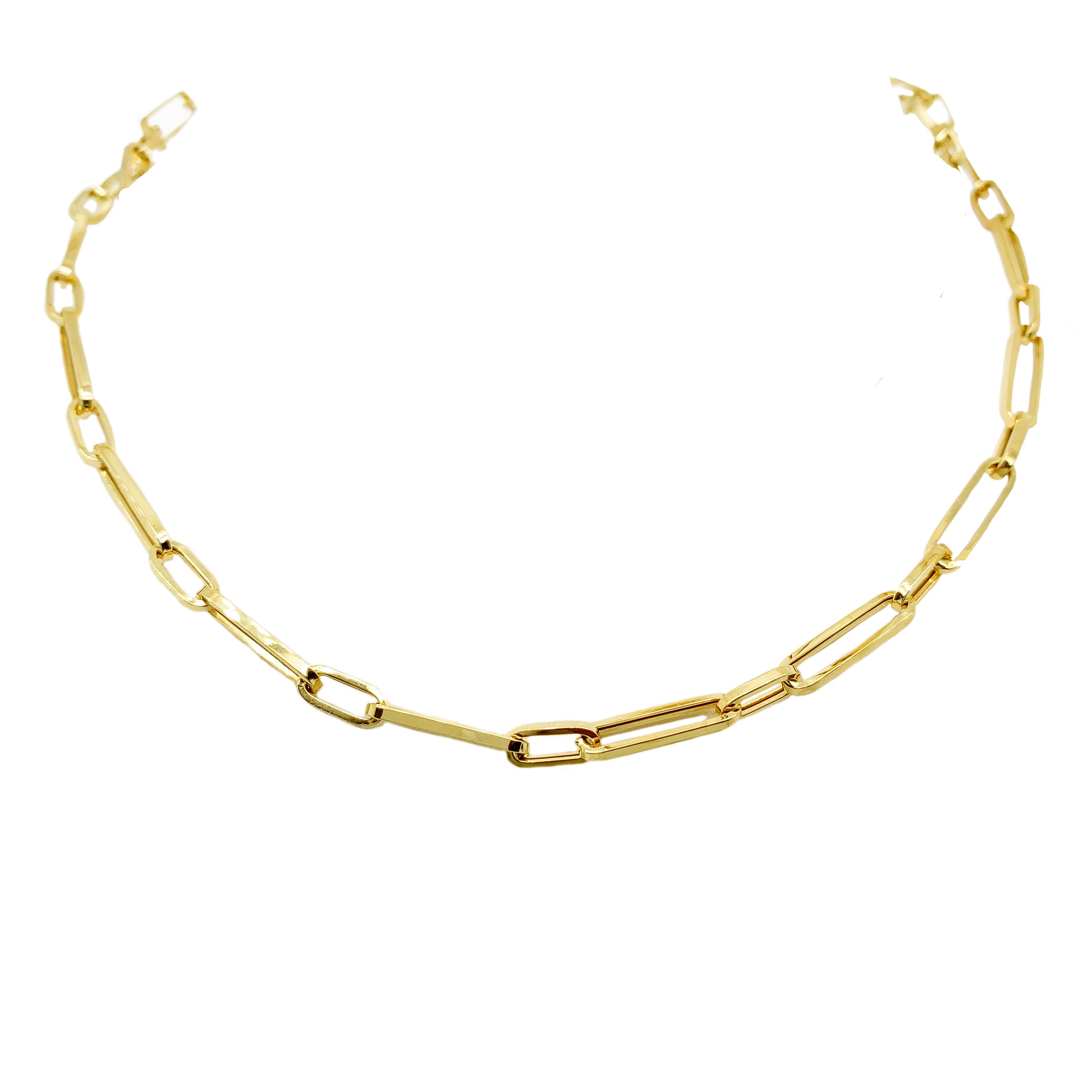 9CT YELLOW GOLD  18 INCH PAPERCLIP LINK  NECKLACE.