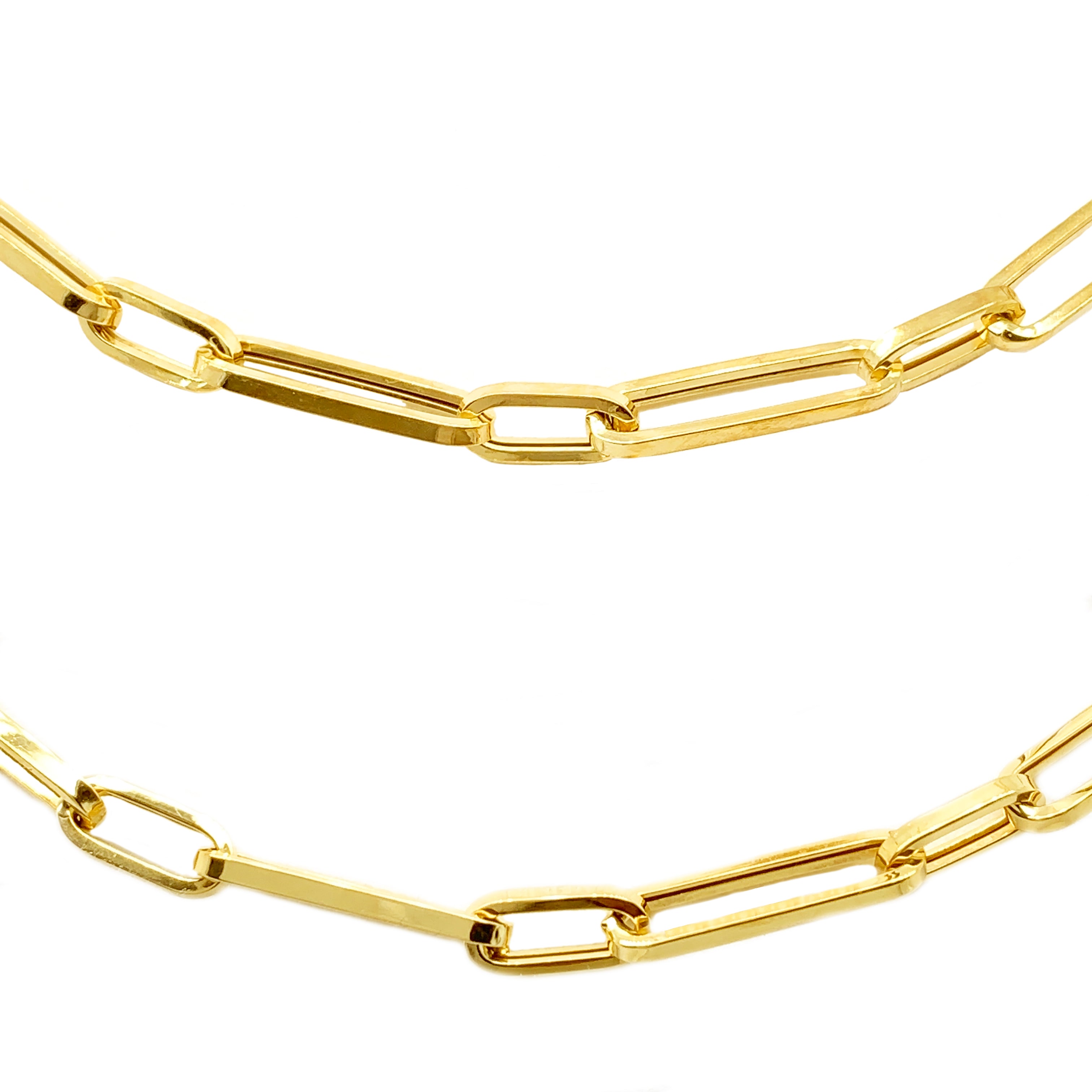 9K YELLOW GOLD  PAPERCLIP  LINKS FINE NECKLACE- HARROGATE