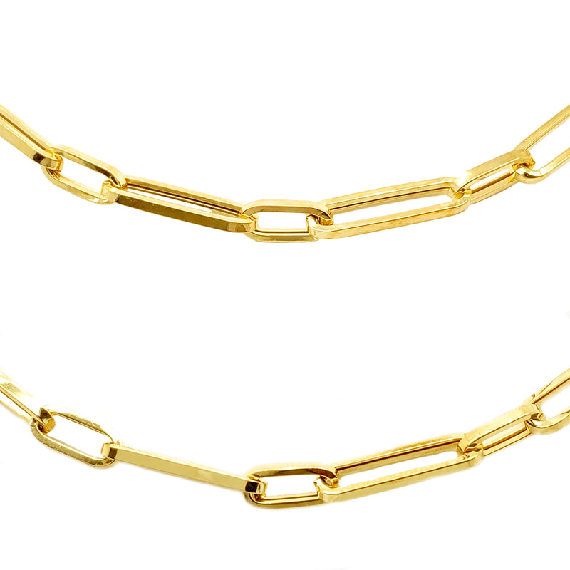 YELLOW GOLD PAPERCLIP  LINK NECKLACE 28 INCH