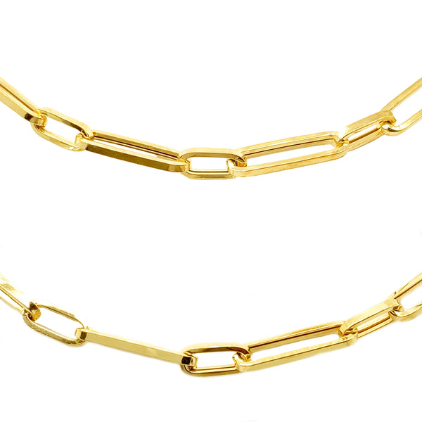 YELLOW GOLD  PAPERCLIP  LINKS FINE NECKLACE