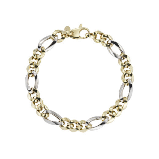 TWO TONE GOLD FIGARO BRACELET