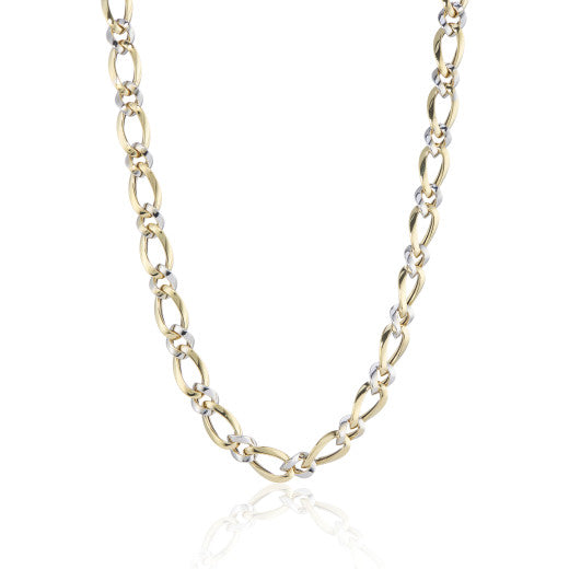 WHITE AND YELLOW GOLD CURB NECKLACE