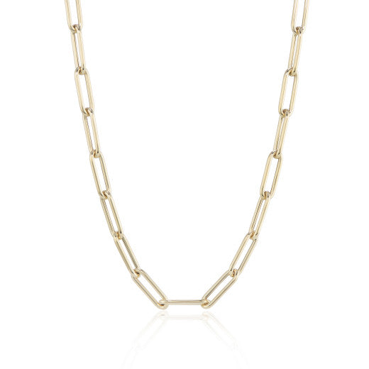 YELLOW GOLD PAPERCLIP LINK NECKLACE