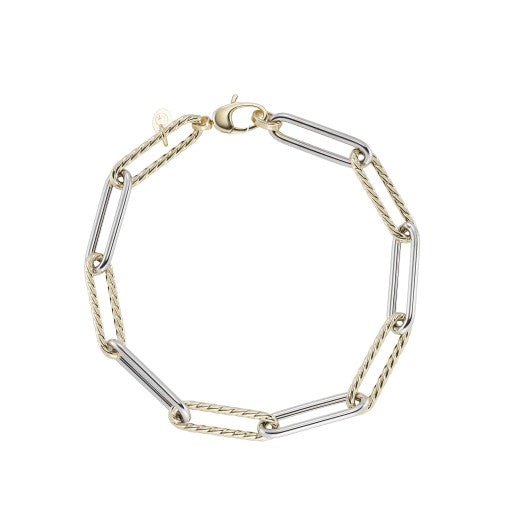 TWIST OVAL YELLOW AND WHITE GOLD BRACELET