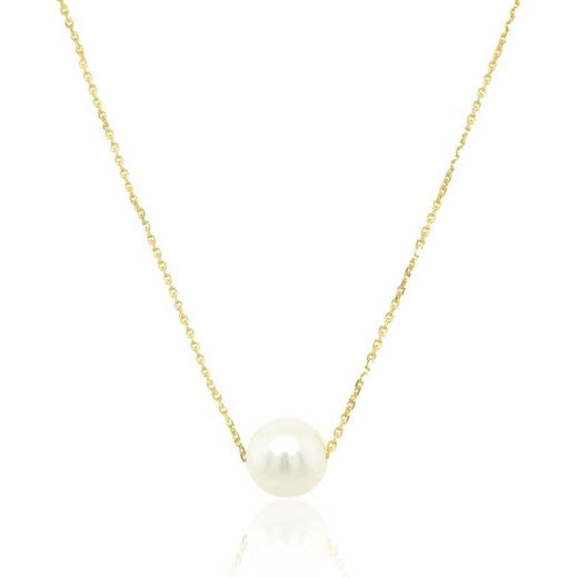 YELLOW GOLD CULTURED PEARL NECKLACE