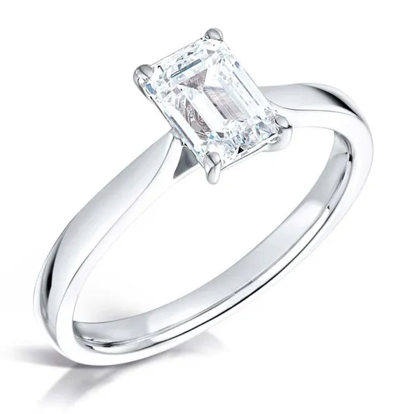 EMERALD CUT DIAMOND SOLITAIRE  ENGAGEMENT RING