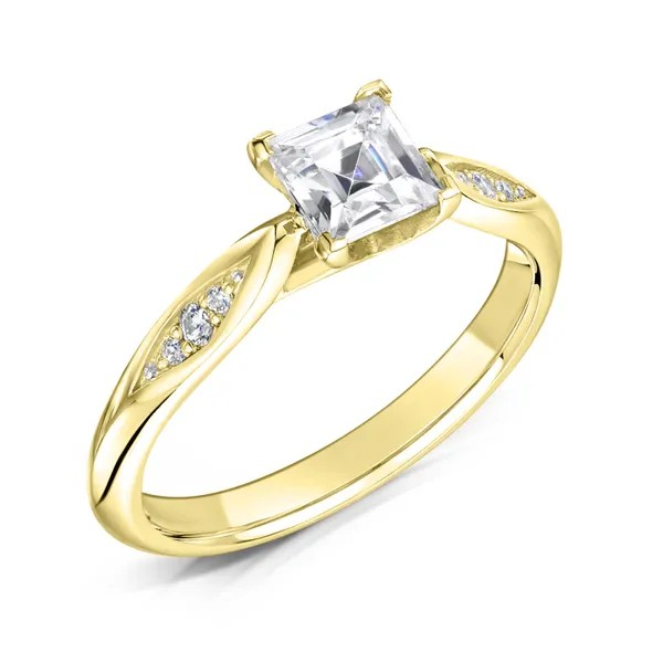 PRINCESS CUT DIAMOND SOLITAIRE  CROSSOVER ENGAGEMENT RING