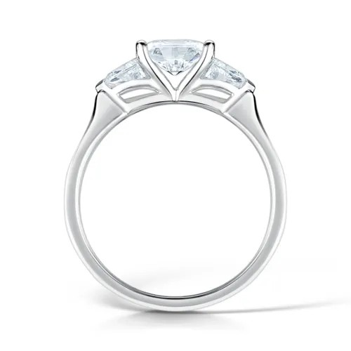 EAST-WEST  OVAL CUT DIAMOND TRILOGY ENGAGEMENT RING