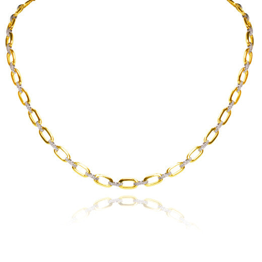 9CT YELLOW GOLD AND DIAMOND LINK NECKLACE