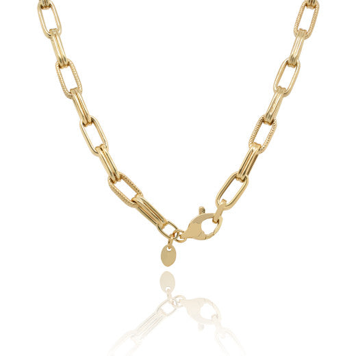 YELLOW GOLD DOUBLE PAPERCLIP NECKLACE