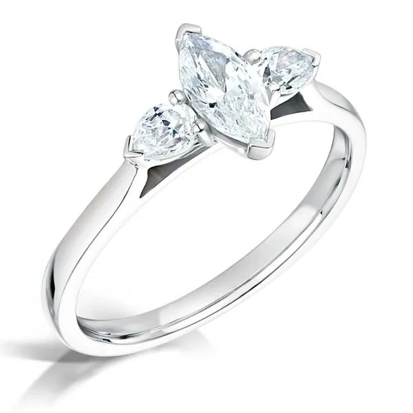 MARQUISE CUT DIAMOND TRILOGY ENGAGEMENT RING