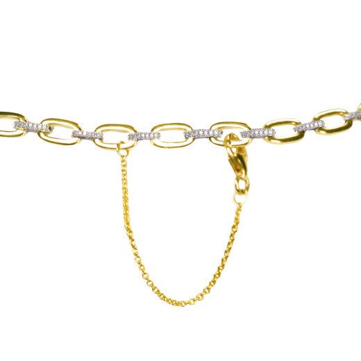 9CT YELLOW GOLD AND DIAMOND LINK NECKLACE