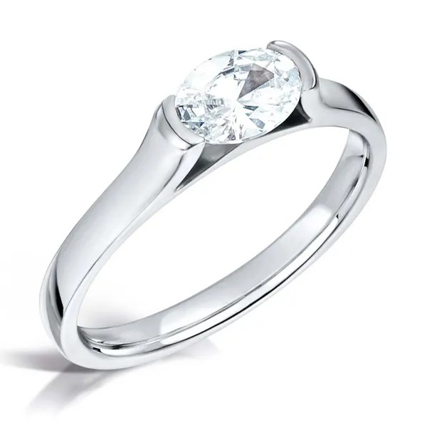 MODERN  OVAL CUT DIAMOND SOLITAIRE ENGAGEMENT RING