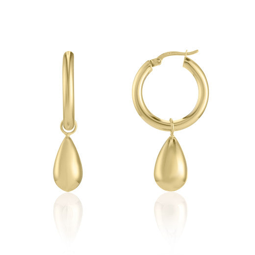 9CT YELLOW GOLD HOOP BOMB EARRING