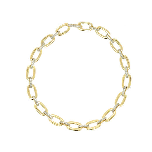 9CT YELLOW GOLD AND DIAMOND LINK BRACELET