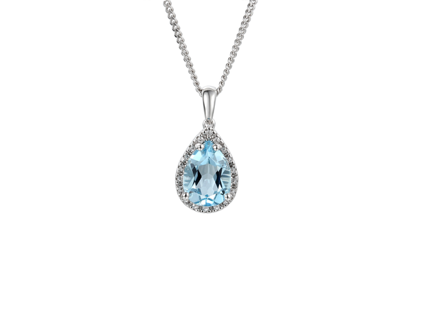 BLUE TOPAZ PEAR SILVER NECKLACE