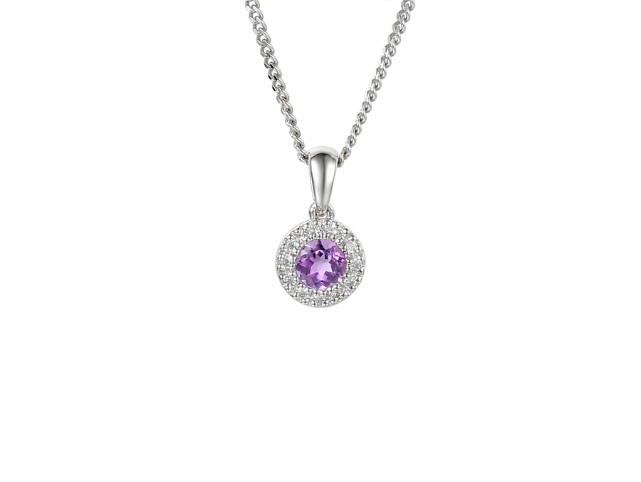 AMETHYST AND CZ SILVER NECKLACE