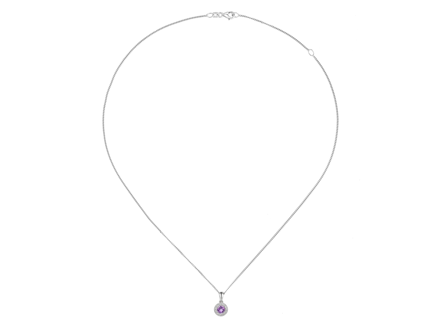AMETHYST AND CZ SILVER NECKLACE