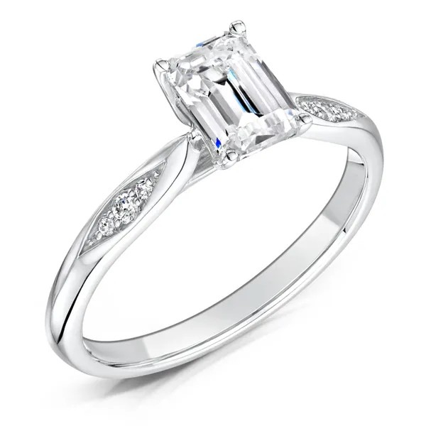 MODERN  EMERALD CUT DIAMOND SOLITAIRE  ENGAGEMENT RING