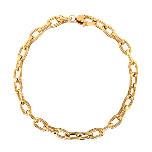 SOLID YELLOW GOLD OVAL LINK  NECKLACE