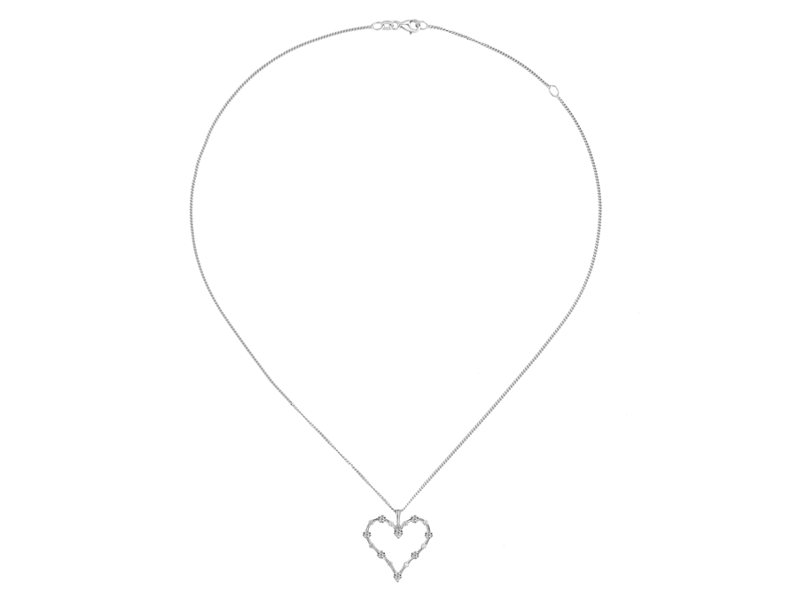 SILVER AND CZ HEART PENDANT NECKLACE