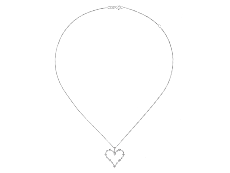 SILVER AND CZ HEART PENDANT NECKLACE