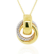 YELLOW AND WHITE GOLD DOOR KNOCKER PENDANT NECKLACE