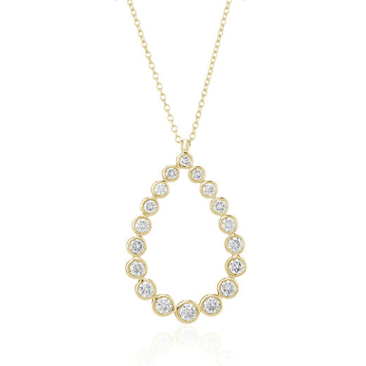18 CT YELLOW GOLD LARGE PEAR BUBBLE NECKLACE