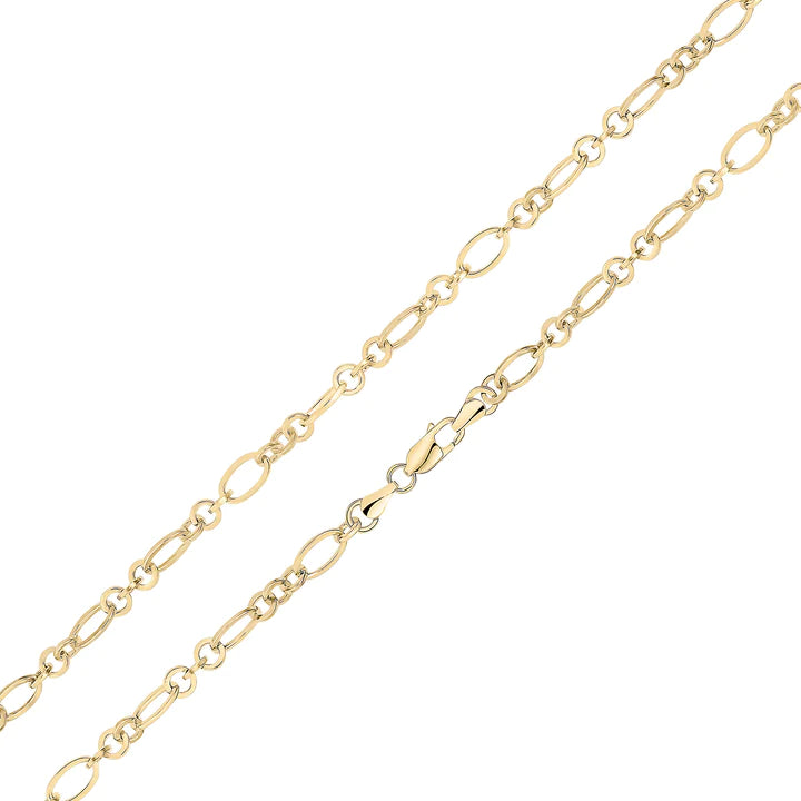 YELLOW GOLD 5MM OVAL ROUND FIGARO BRACELET