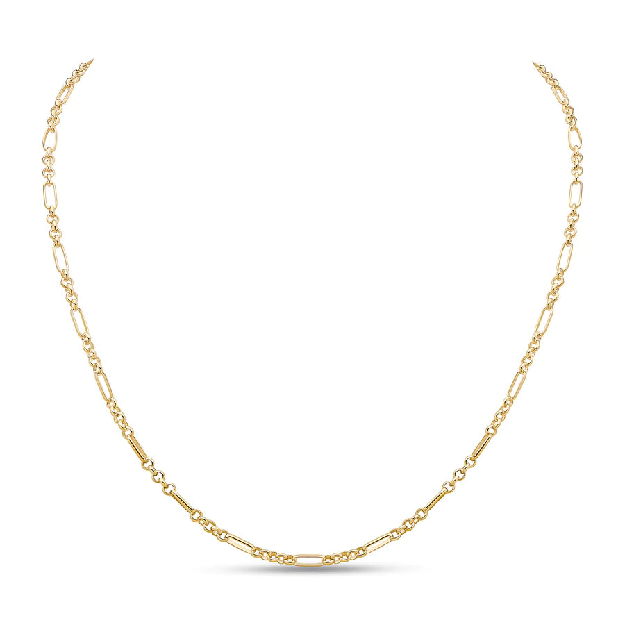 YELLOW GOLD 3MM FIGARO NECKLACE