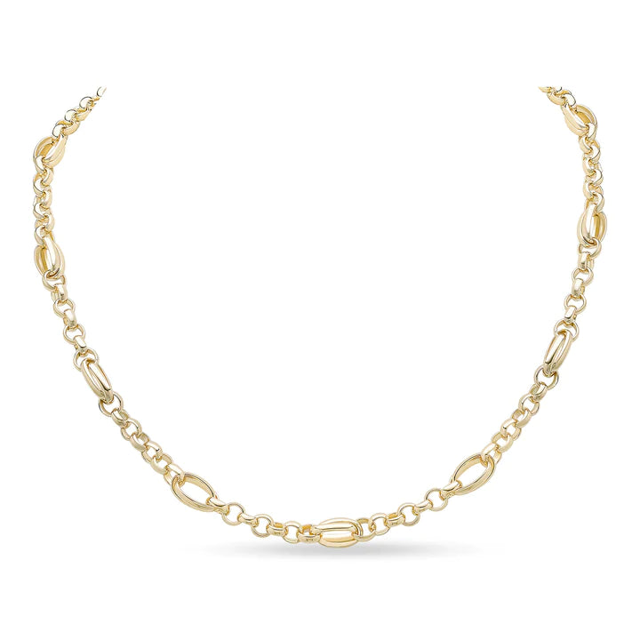 YELLOW GOLD FANCY BELCHER NECKLACE