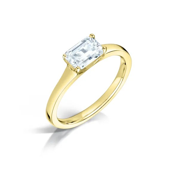 MODERN SOLITAIRE EMERALD CUT DIAMOND ENGAGEMENT RING