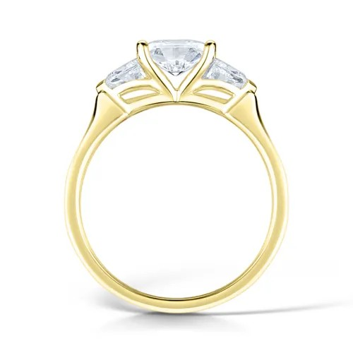 EAST-WEST  OVAL CUT DIAMOND TRILOGY ENGAGEMENT RING