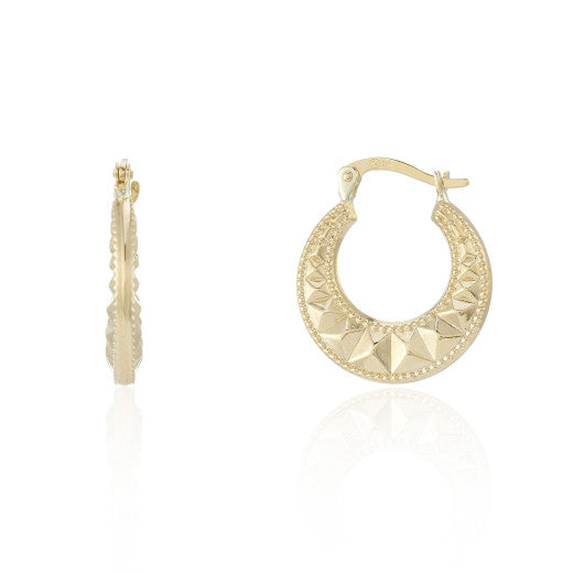 ANTIQUE INSPIRED YELLOW GOLD HOOP EARRINGS