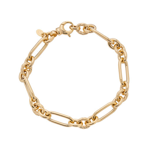9CT YELLOW GOLD CIRCLE AND OVAL LINK BRACELET