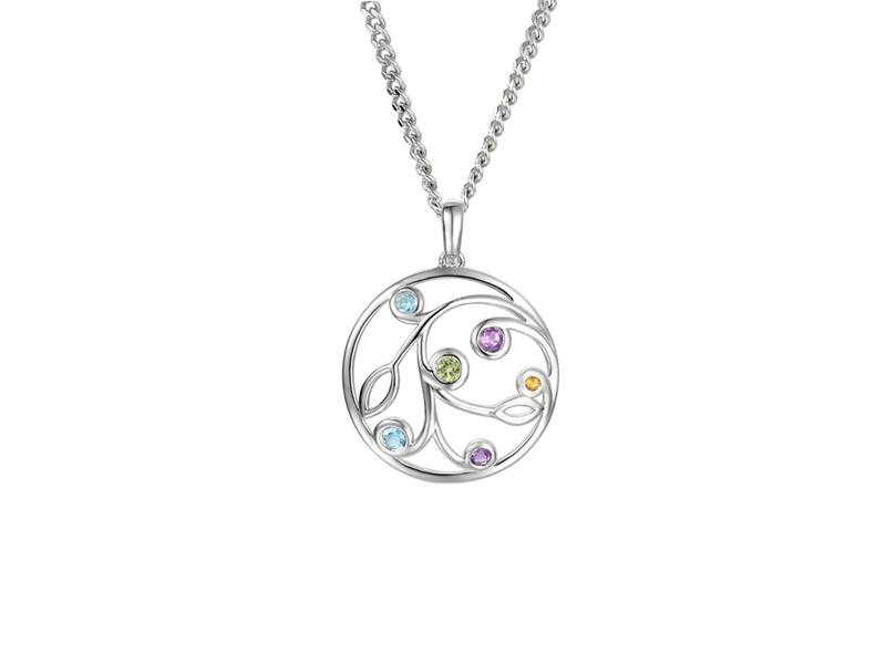 COLOURED GEMSTONE SILVER NECKLACE