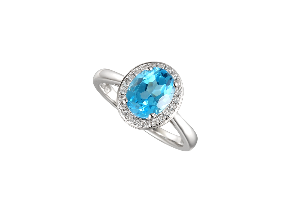 OVAL BLUE TOPAZ SILVER RING