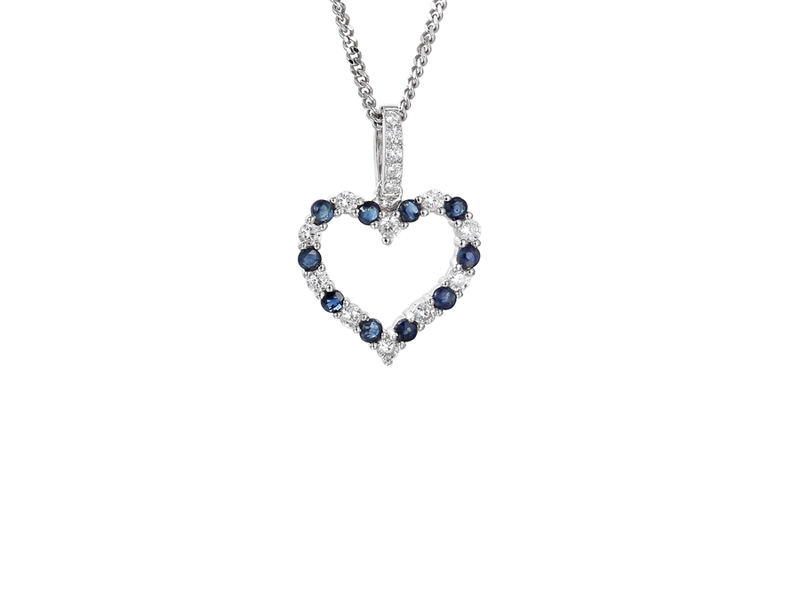 SAPPHIRE AND CZ SILVER HEART EARRINGS