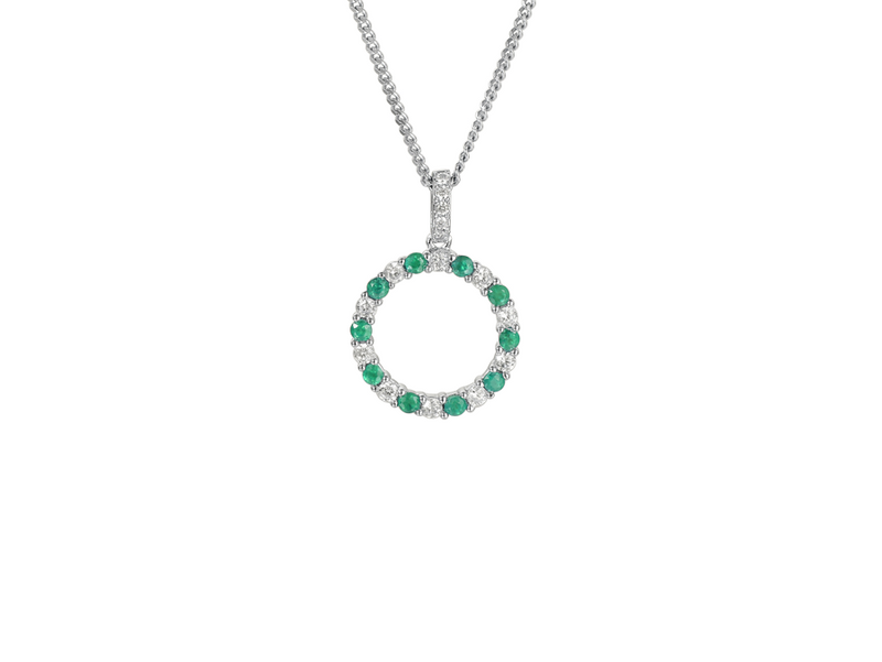 EMERALD AND SILVER CIRCLE OF LIFE PENDANT NECKLACE