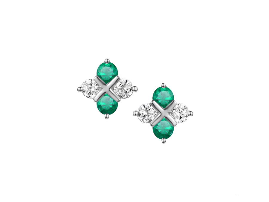 EMERALD AND CZ SERENITY SILVER EARRINGS