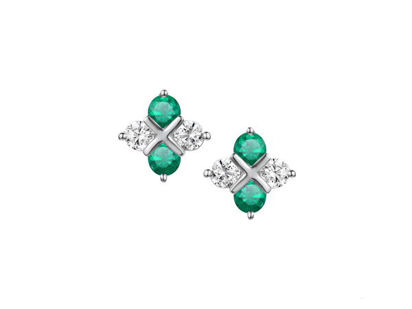 EMERALD AND CZ SERENITY SILVER EARRINGS