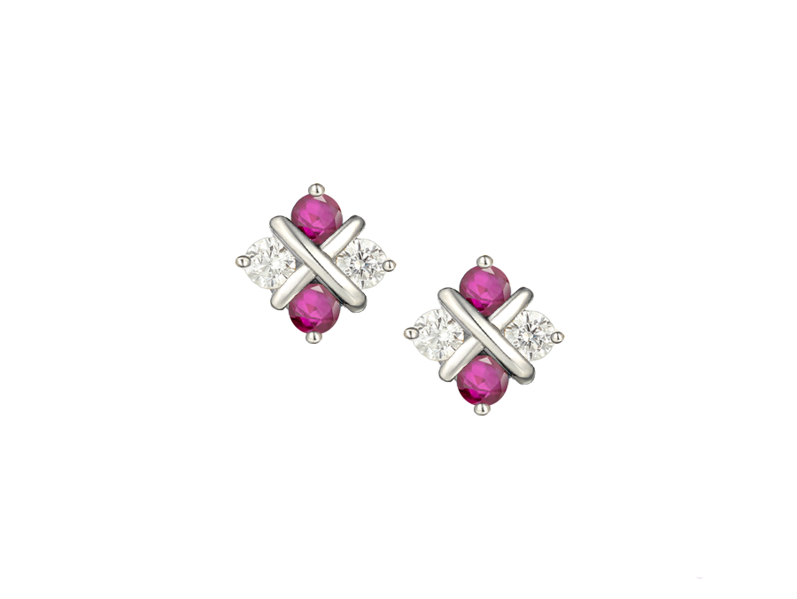 RUBY AND CZ SERENITY SILVER EARRINGS