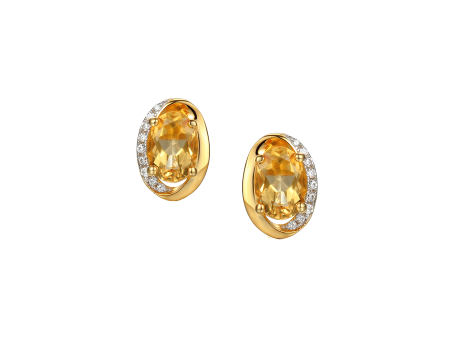 CITRINE AND CZ SILVER EARRINGS