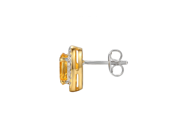CITRINE AND CZ SILVER EARRINGS