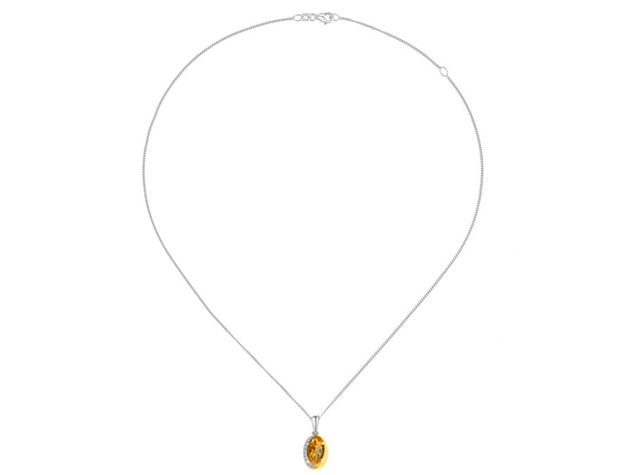 CITRINE AND CZ SILVER NECKLACE