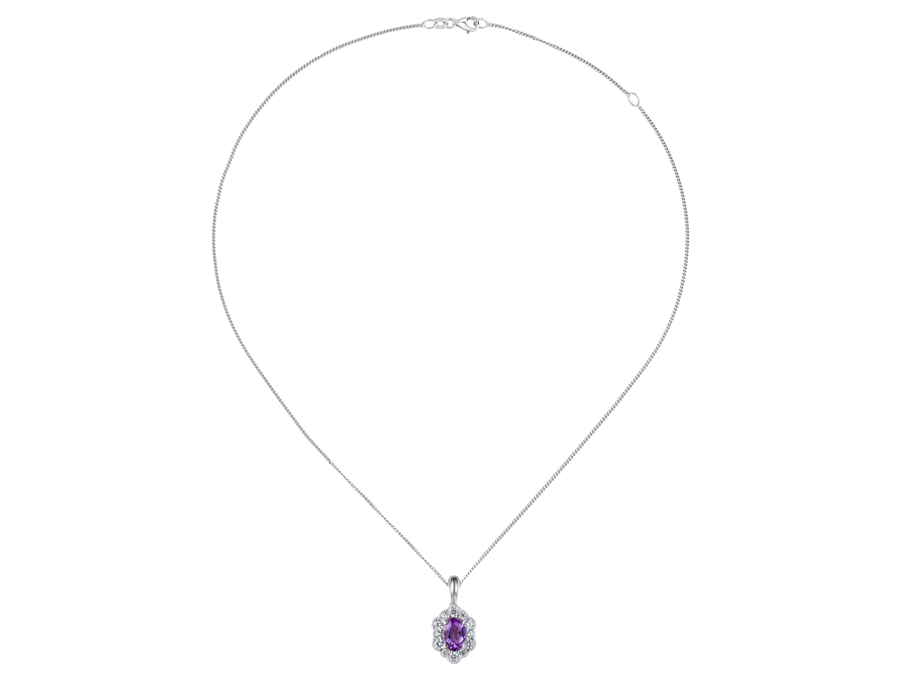 OVAL AMETHYST SILVER NECKLACE