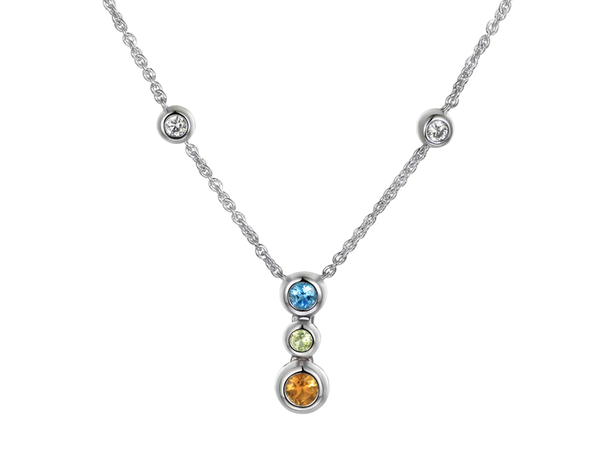 COLOURED GEMSTONE SILVER NECKLACE