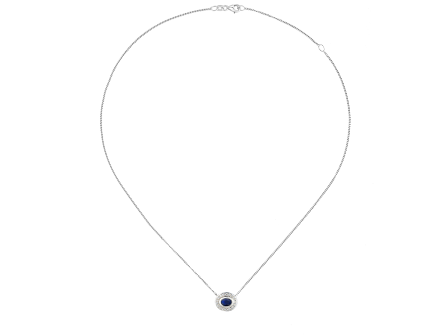 SAPPHIRE AND CZ SILVER NECKLACE