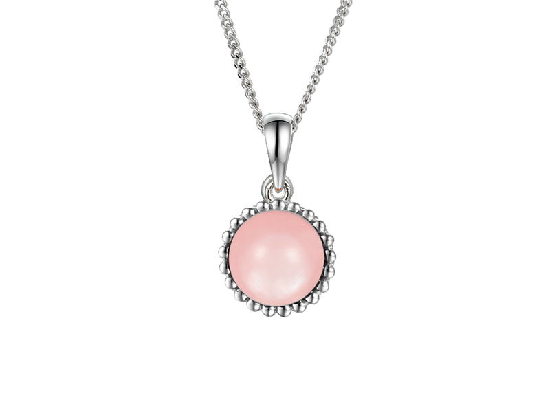 PINK MOTHER OF PEARL SILVER NECKLACE
