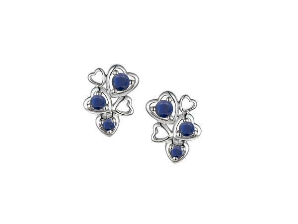 SILVER HEART EARRINGS WITH SAPPHIRES